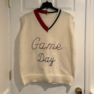 LALAVON Men’s “Game Day” Football Sunday Hockey Sports Preppy Sweater Vest L